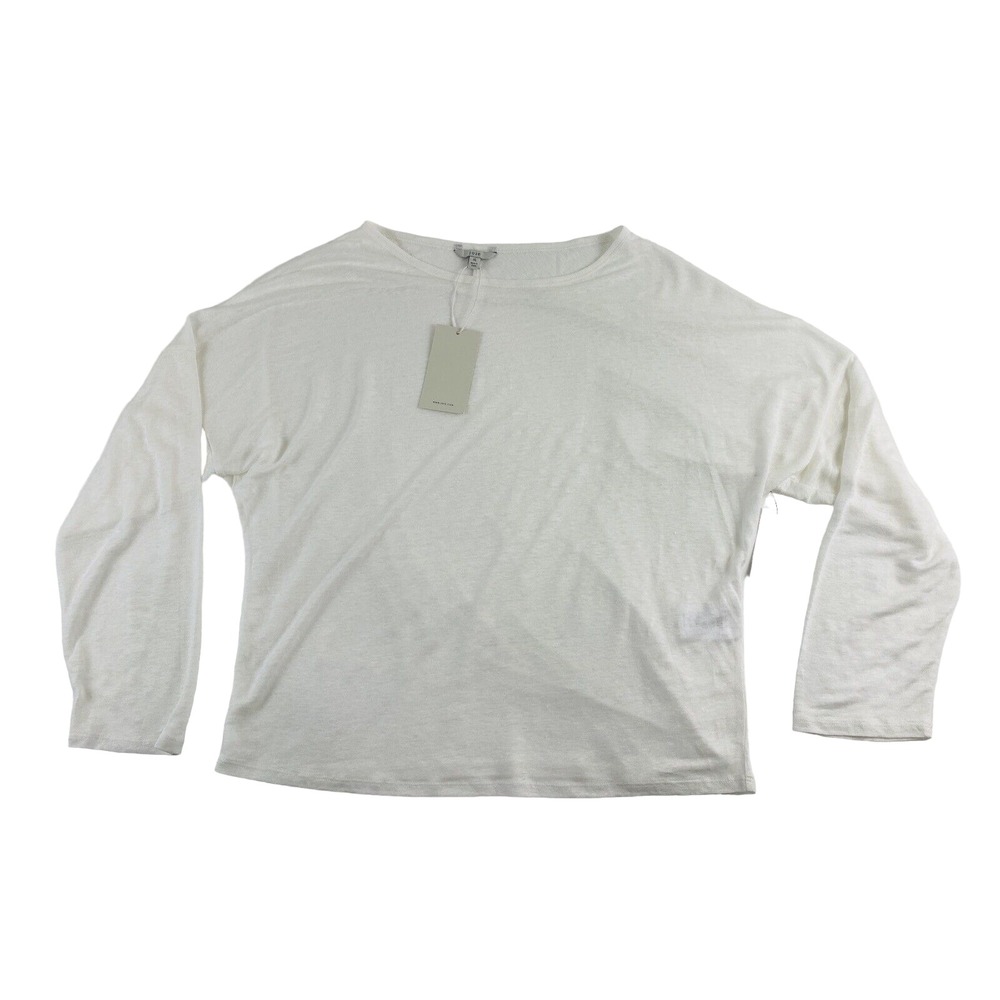 JOIE Women's Darlina Linen Long Sleeve Top In Porcelain White Shirt Tee Size XL